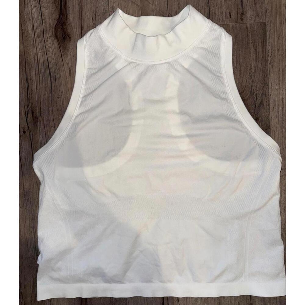 Athleta Cropped High Neckline Compression Racerback Women Tank Top Large Workout
